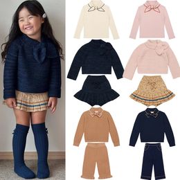 2023 automne hiver filles tricots pull jupe coréen enfant bébé sweat t-shirts pantalons vêtements pour enfants 231220
