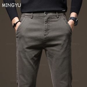 2023 automne hiver haute qualité pantalon hommes taille élastique mince épais café sergé marque Cargo pantalon mâle grande taille 2838 240319
