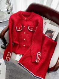 2023 AUTUMNE HIVER TICHET TIME PIÈCES Sage S Office Lady Long Sweve Sweater High Wirt Jirt Suit Women S 231020