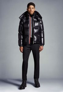 2023 Autumn Winter herenwitte eend naar beneden Parkas Jackets Zipper Hooded Striped Man's Slim Short Coats MKM023