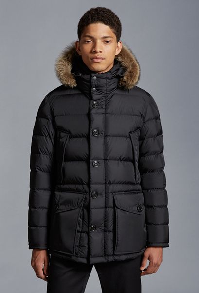 Vestes Parkas en duvet de canard blanc pour hommes, avec fermeture éclair, capuche en fourrure rayée, manteaux longs et Slim, collection automne-hiver 2023, MKM010