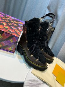 Bottes de chevalier en peluche à lacets et semelle épaisse pour femme, nouvelle collection automne/hiver 2023