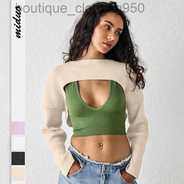 2023 Otoño Invierno nuevas camisetas de punto para mujer, camiseta de punto para mujer, Top corto sólido, tops de manga larga con corazón