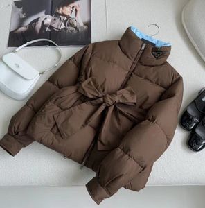 Manteau chaud en coton pour automne/hiver 2023, taille Slim, col debout, fermeture éclair, nœud papillon, Design, nouvelle collection 2024S