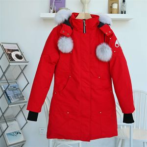 Vestes Parkas en duvet de canard blanc pour femme, avec fermeture éclair, capuche en fourrure, manteaux longs et Slim, rayés, collection automne-hiver 2023, ME006