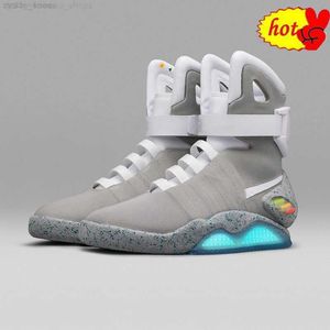 2023 Back To The Future automatische veters Air Mag sneakers Marty Mcfly's air mags Led schoenen Back to the Future Glow in Dark Grey Mcflys met