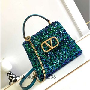 2023 Tas Cross Modieus Diagonaal Damesketting Pailletten Designer Tassen Stijl High-end Kleine Vierkante Portemonnee Valentinoz Zadeltas X0E8