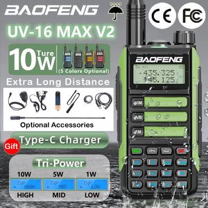 2023 Baofeng UV16 Max Walkie Talkie 10 km Military 10W puissant imperméable VHF UHF CB HAM DUAL BAND TWOOD RADIO USBC Charger 240509