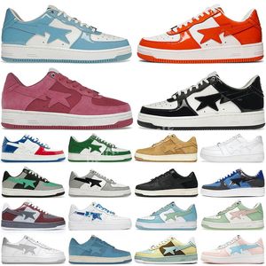 2023 Bapesta Sta Low hommes femmes Casual Chaussures Designer Nigo Bathing Apes baskets pour hommes Gris Noir Cuir Verni Vert Blanc ABC Camo Bleu Rose Suede femmes baskets B0