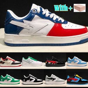 2023 Bapestas Chaussures avec box Mens Platform Sneakers Sta Low Nigo Designer Bathing Apes Shark Noir blanc gris rose rose vert ABC COMO CAMO BLUE MEN FEMMES TRAINS GAI