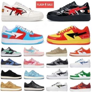 2023 Bapestass Sk8 Sta Chaussures de course pour hommes Pastel Rose Cuir Verni Camo Combo Vert Noir Blanc Shark Daim Tokyo Daim Talon Beige Baskets De Sport