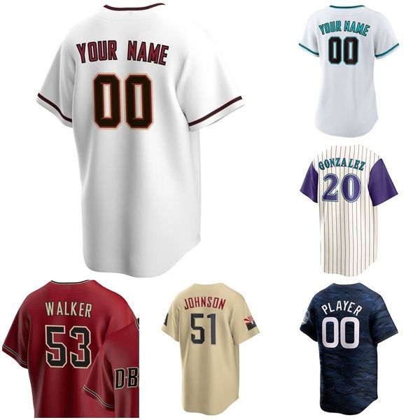 2023 Jersey de baseball Hommes 20 Luis Gonzalez 51 Randy Johnson Corbin Carroll Adolis Garcia Joe Mantiply Dominic Fletcher Ketel Marte Chemises de baseball Femmes