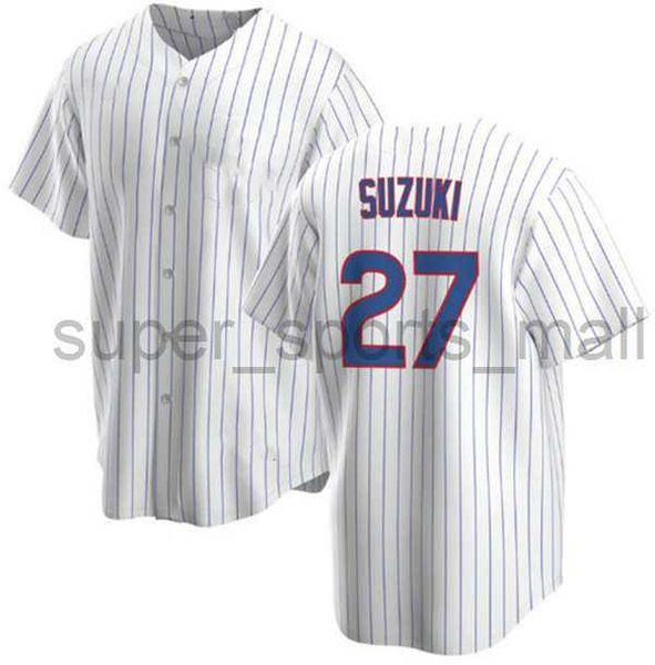 2023 Maillots de baseball Seiya Suzuki 27 Jersey White Stripe Color Button Up Hommes Taille S-XXXL Cousu Nouveau