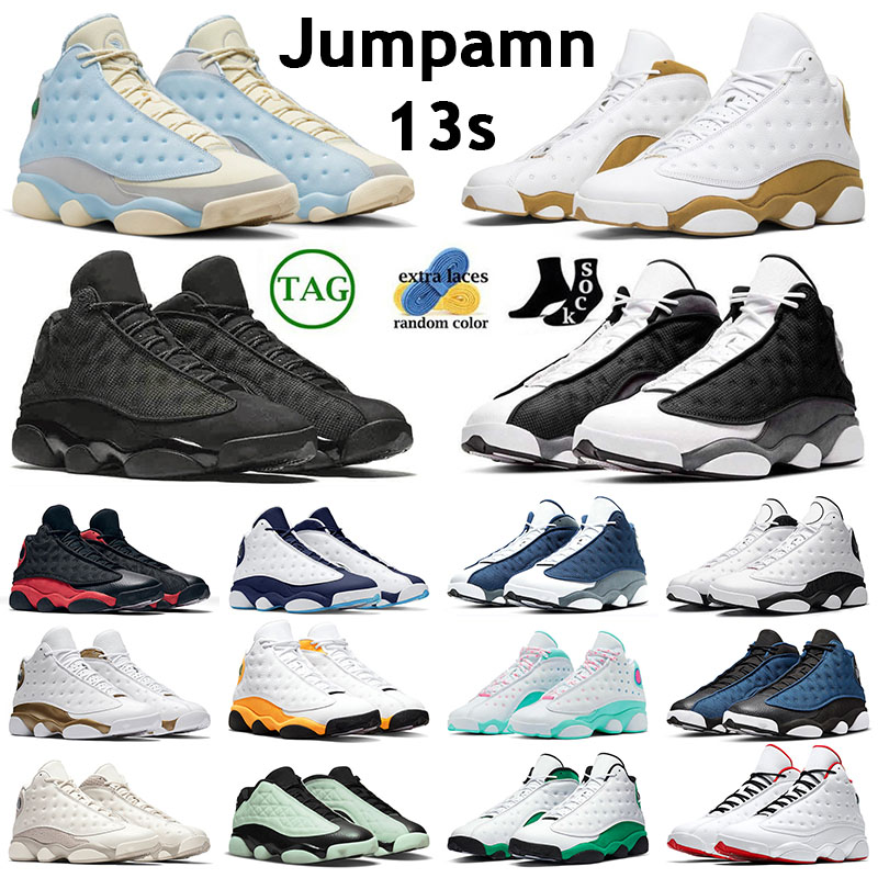 2023 Баскетбольная обувь 13s Мужские женские спортивные кроссовки Jumpman 13 Black Cat Celestine Blue Black Flint Wheat Red Flint French Blue Дизайнерские кроссовки большого размера 36-47 US14