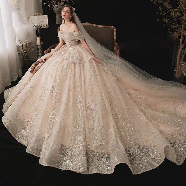 2023 Plage Bohême Robes De Mariée Une Ligne Dos Nu En Mousseline De Soie Robes De Mariée Boho Dentelle Appliqued Robe De Mariée Robes De Mariée Plus La Taille bling Balayage Train Satin Robe De Novia