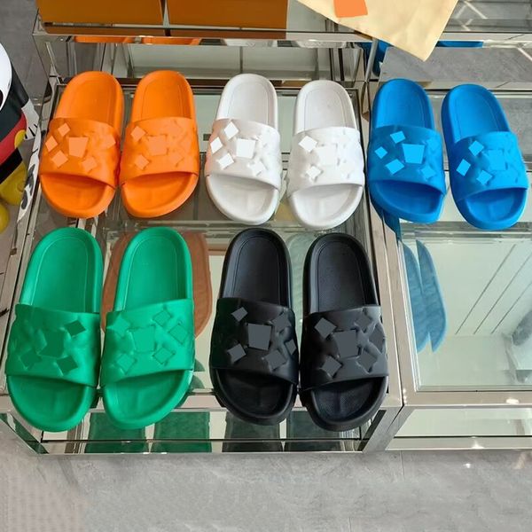 Place Femmes Waterfront Slippers Men en relief Moule Sandales Sandales en caoutchouc blanc Orange Black Green Olive Chaussures Taille 35-45