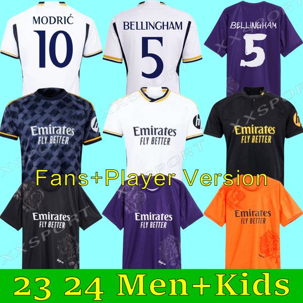 2023 Bellingham Real Madrid Soccer Jerseys - Kids Adult Tailles, Vini Jr, Modric, Benzema, Kroos, Rodrygo, Camavinga, Tchouameni Champions Kit