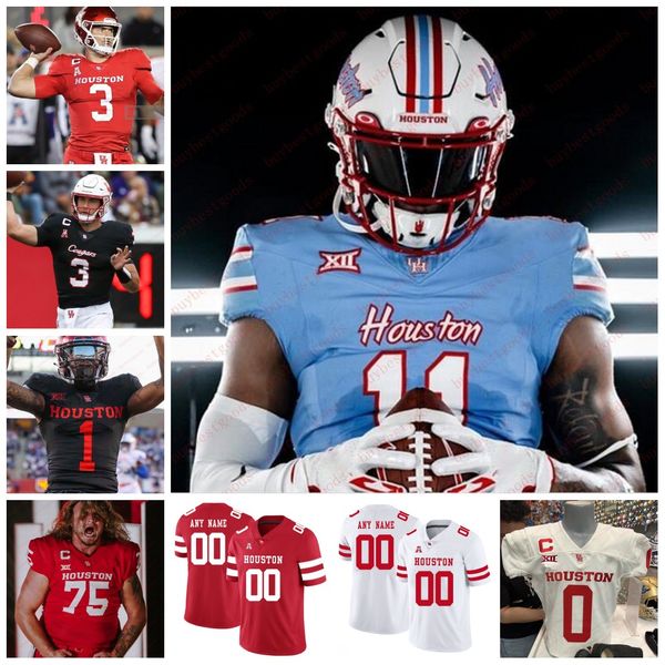 2023 BIG-12 Tank Dell Clayton Tune Maillot de football personnalisé Houston Cougars ED OLIVER Marquez Stevenson Andre Ware Wilson Whitley Greg Ward Case Keenum