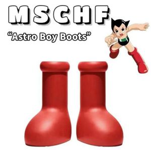 2023 Big Red Boots Designer Astro Boy Cartoon Boot in Real Life Smooth Rubber Round Round Fantasy Magic Shoes For Men Women 5577680