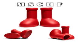 2023 Big Red Boots Mens Dames Astro Boy Cartoon Boots Smooth Rubber Rain Boots For Men Dames Ronde Toe Fashion Boots Cute Kne6981250