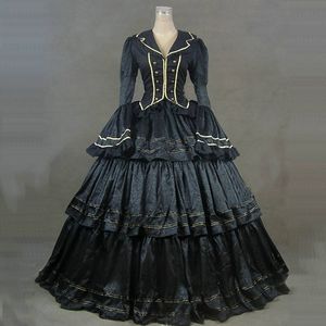 Robe de soirée gothique noire victorienne, manches longues évasées, style médiéval rétro, robes de bal Marie-Antoinette pour Halloween, 2023
