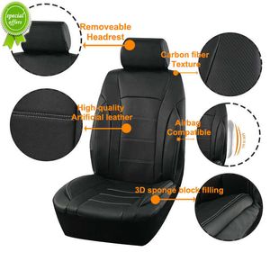 2023 Black Universal Car Seat Covers Leather Splicing Bon Fiber Accessoires Interior Protector Cushion Luxe