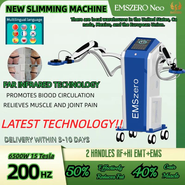 2023 Blue EMS-Tulpt Neo Slincming 200Hz Emszero 15 Tesla 4800W 2 Poigure infrarouge Stimulation électromagnétique Muscle Augmentation de la graisse Diminuez l'instrument de beauté