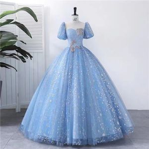 2023 Vestidos de noche azules Lentejuelas Cuentas de encaje Perlas Tren de barrido Vestido de fiesta Cóctel Vestidos formales Vestidos de fiesta formales de cristal Por encargo Robe de mariee