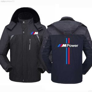 2023 Bmw Power invierno estampado cortavientos terciopelo grueso cálido abrigos con capucha impermeable al aire libre senderismo chaquetas de lana ropa