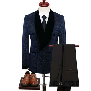 2023-boutique (blazer + broek) Herenmode Zakelijk Gentleman Casual Double Breasted 2-delige set Europese maat XS-4XL