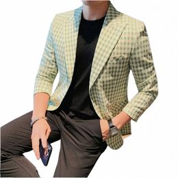 2023 Marque Vêtements Hommes Haute Qualité Vintage Plaid Blazer Busin Casual Deux Butt Costume Veste Hommes Régulier Abrigo Hombre 4XL k2sr #