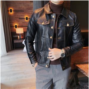 2023 marque vêtements hommes printemps décontracté veste en cuir/homme coupe ajustée mode haute qualité en cuir manteaux homme vêtements S-3XL