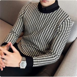 2023 Marque Vêtements Hommes Hiver Thermique Pull À Tricoter/Mâle Slim Fit Haute Qualité Col De Chemise Faux Deux Pièces Pull Sweatres S-4XL