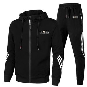 2023 merkontwerp heren herfst winter tracksuit ritsje hoodie broek twee stukken casual mannelijke sportkleding gym merk kleding zweetpak