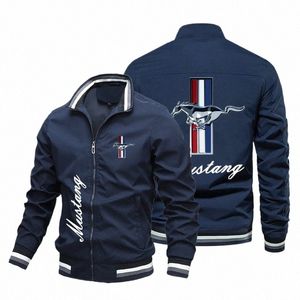 2023 Veste de baseball d'impression de marque Veste d'aviateur décontractée à col rond pour hommes Automne de haute qualité Slim Mustang Veste pour hommes q4bx #