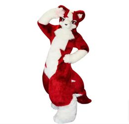 2023 brande nuevo disfraz de mascota nuevo de alta calidad de piel larga Husky perro zorro Fursuit peludo traje de mascota traje de lujo