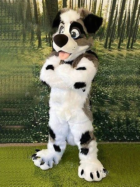 2023 brande nueva Mascot Fur Furry Costume Husky Dog Fox Mascot Costume Fursuit Wolf blanco azul Party Fursuit Halloween Suit Adult Size