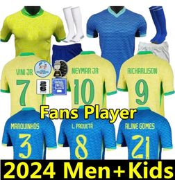 2024 Braziliës voetbalshirt Neymar Jr Brasil Casemiro Nationaal team G.JESUS P.COUTINHO Home Away Men Kids L.Paqueta T.Silva Pele Marcelo Vini Jr voetbalhirtuniform