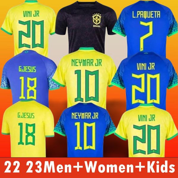 2023 Brésil VINI Jr. Maillot de football Brésil CASEMIRO 22 23 Équipe nationale G.Jesus P.Coutinho Domicile Hommes Enfants Kit L.Paqueta T.Sia PELE