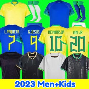 2023 Brésils Vini Jr.Jerseys de football Casemiro 22 23 Nouvelle équipe Brasils G.Jesus P.Coutinho Away Men Kids Kit Kit L.Paqueta T.Sia Pele Marcelo Football Shirt Uniforme