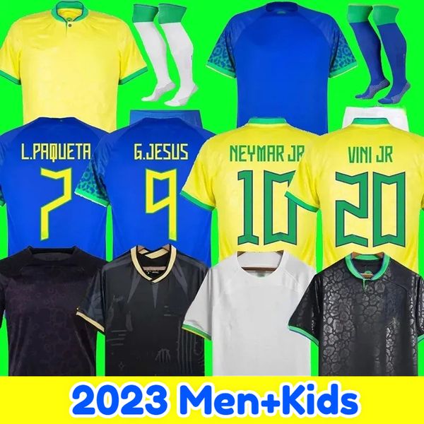 2023 Brésil VINI JR. Maillots de football CASEMIRO 22 23 nouvelle équipe brasilS G.JESUS P.COUTINHO Away kit hommes enfants L.PAQUETA T.SILVA PELE MARCELO Uniforme de maillot de football