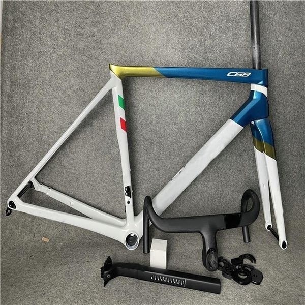 Cuadro y manillar de bicicleta de carretera de carbono C68 2023, tamaño 45 5 cm 48 5 cm 51 cm BB386 60 colores 2883