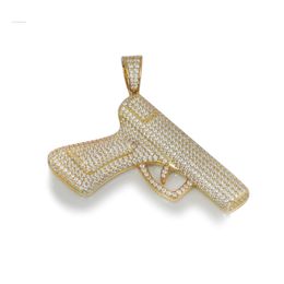 Cadermay – collier avec pendentif en Moissanite pour hommes, bijoux Hip-Hop plaqué or VVS, pistolet glacé, dernière mode, 2023