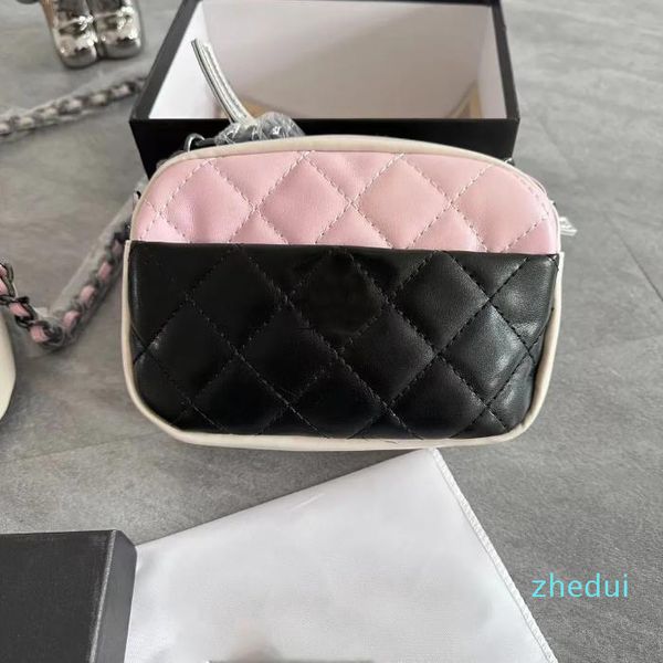 2023-Bolso para cámara Bolso de hombro de diseñador para mujer, bolso cruzado de lujo, monedero pequeño, bolsillo de cuero de PU, moda rosa, negro, monederos de dos tonos, venta al por mayor de fábrica