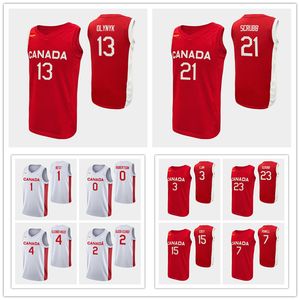 2023 Canada Jerseys de basket-ball 27 Jamal Murray 2 Shai Gilgeous-Aalexander 9 RJ Barrett 41 Kelly Olynyk 8 Andrew Wiggins 13 Kalif Young 54 Thomas Kennedy 34 Jackson Rowe