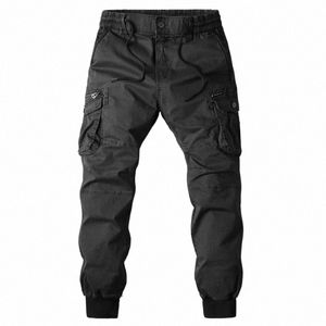 2023 Cargo Broek Mannen Cott Casual Heren Casual Broek Elastische Taille Kwaliteit Joggers Broek Mannen Fi Safari Stijl Joggingbroek J3SC #