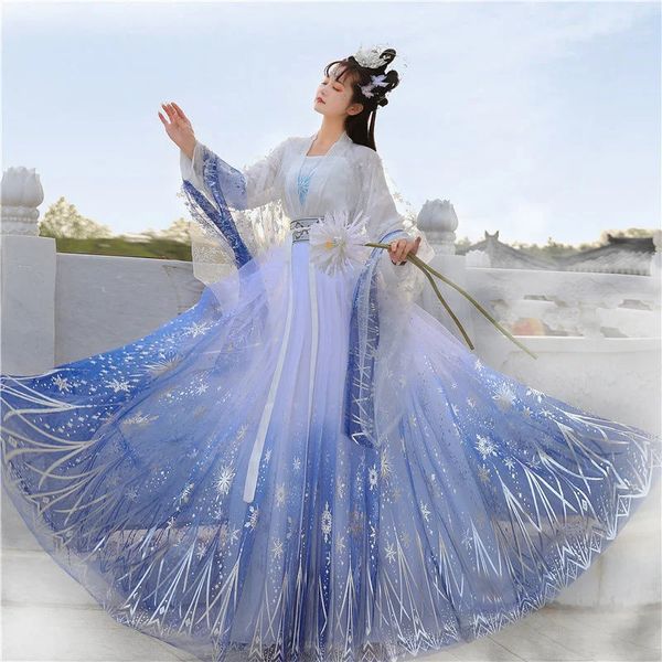 2023 Carol Star Lentejuelas Degradado Brillante Vestido de mujer Conjunto Vestido tradicional chino Hanfu Fiesta de graduación Cumpleaños formal Regalo de Navidad 240220