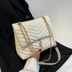 2023 Casual ketting Crossbody Tassen voor vrouwen mode gestreepte schoudertas grote capaciteit flap dames handtassen