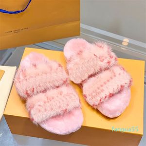 2023-Chaussures décontractées Designer Laine Sandales Mode Femmes Pantoufles Chaud Confort Diapositives Fourrure d'hiver Fluffy Furry Lettres Sandale Confortable