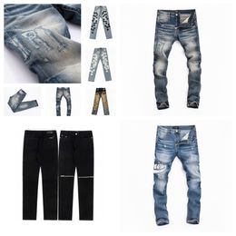 2023 Streetwear décontracté Slim Fit Jeans en détresse Men Automne Masculine Lettre jeans Pantal